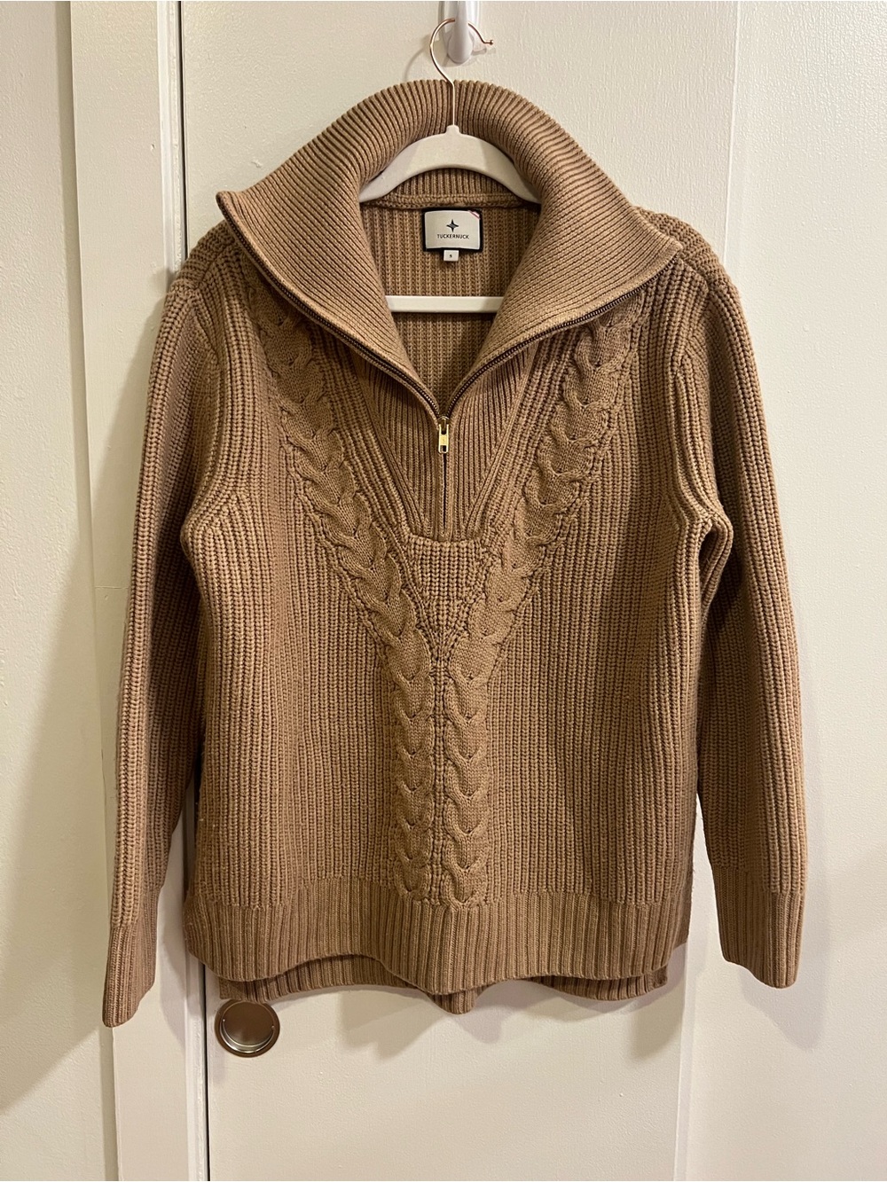 Tuckernuck Ribbed Camel Half-Zip Sweater